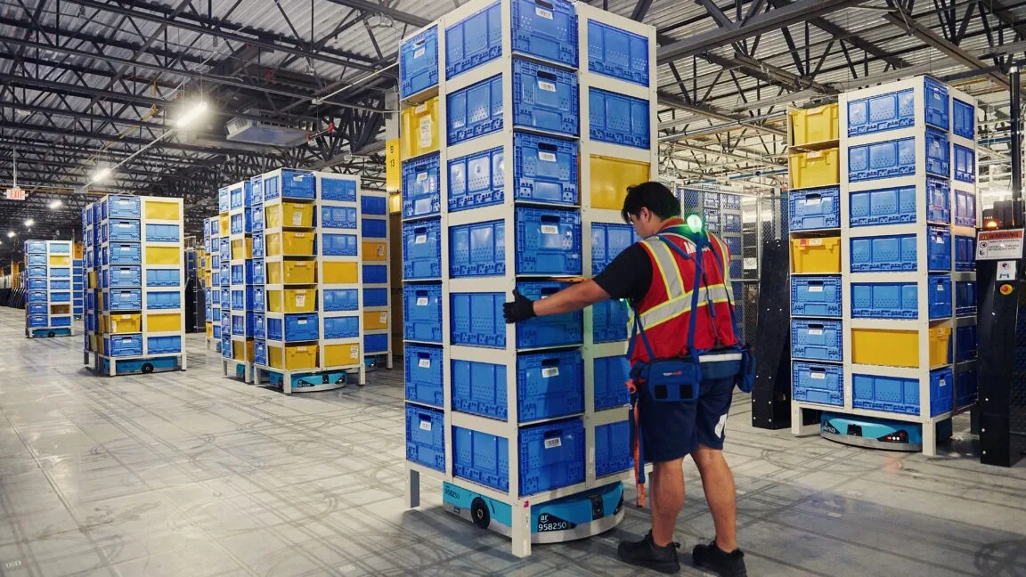 Amazon doubles robotic arms and adds touch sensors to warehouses