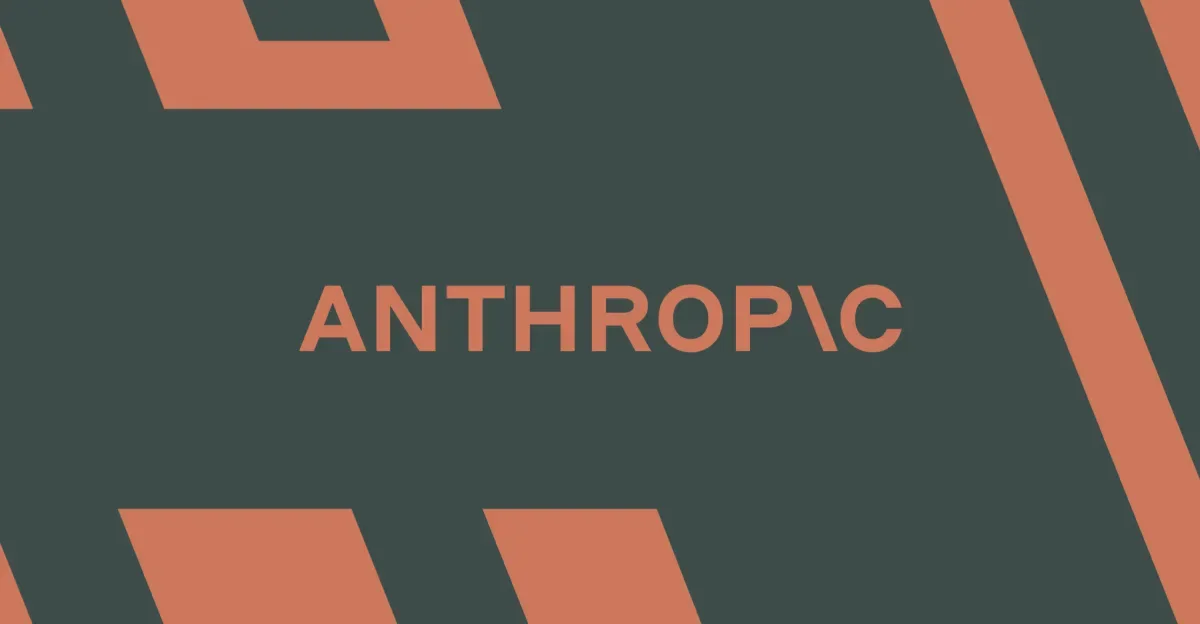 Anthropic logo on an orange and grey background.