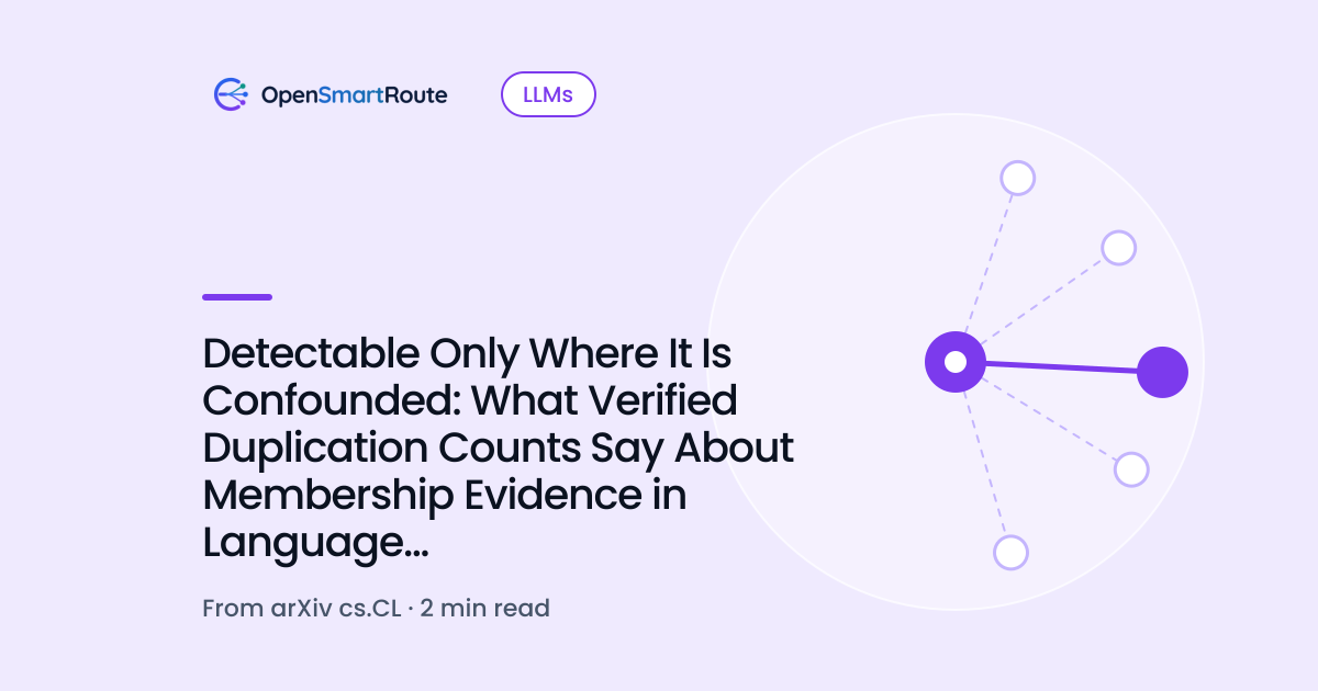 Detectable Only Where It Is Confounded: What Verified Duplication Counts Say About Membership Evidence in Language Models