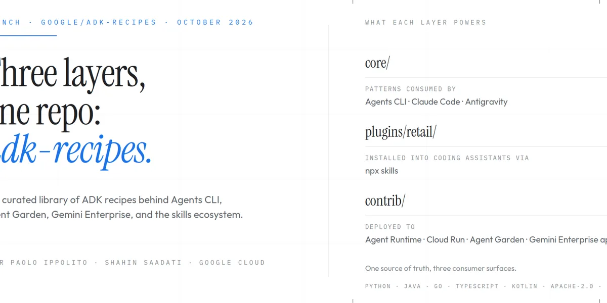 google/adk-recipes: a single source of truth for agent development