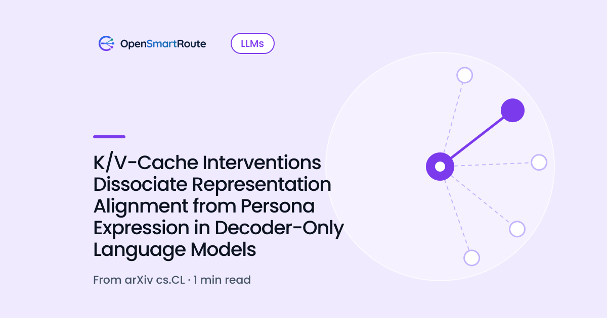 K/V-Cache Interventions Dissociate Representation Alignment from Persona Expression in Decoder-Only Language Models