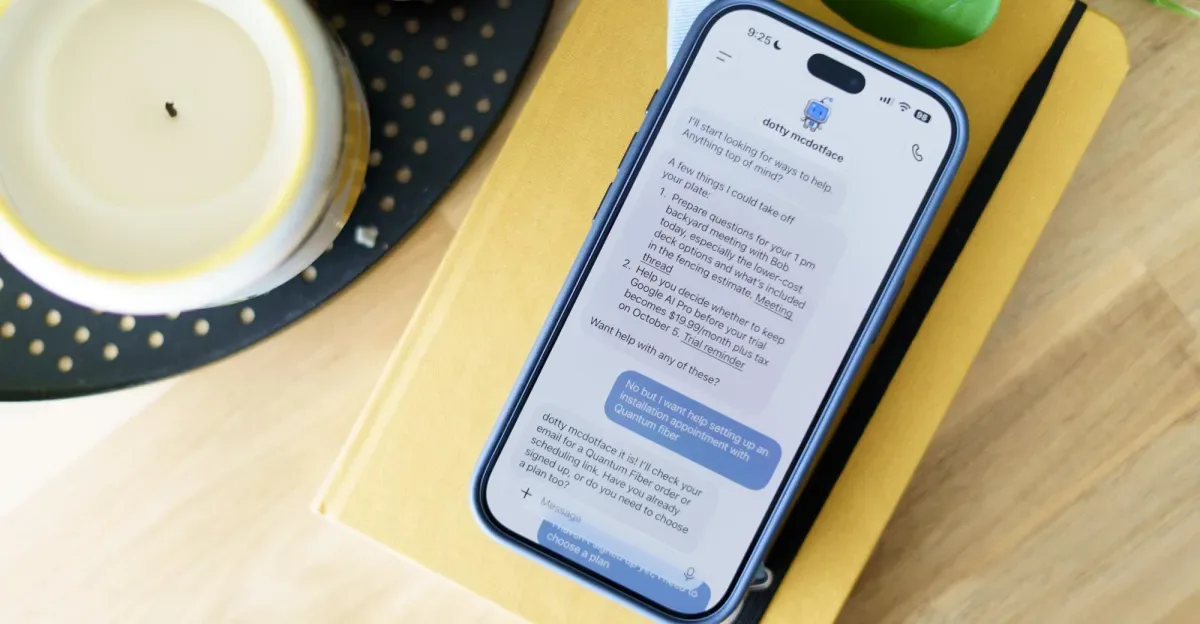Photo of a phone showing OpenAI Dots interface