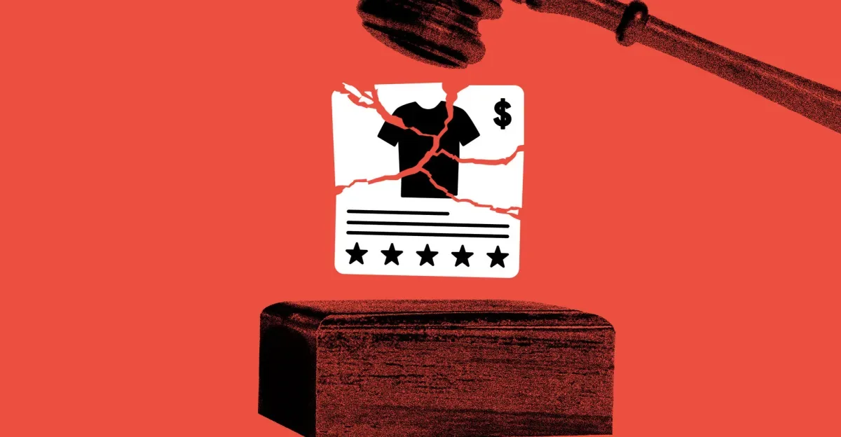 Illustration of ad broken by a gavel