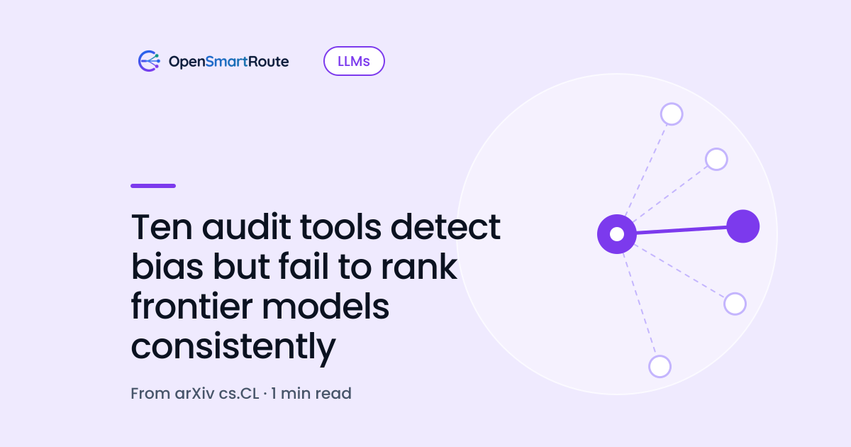 Ten audit tools detect bias but fail to rank frontier models consistently